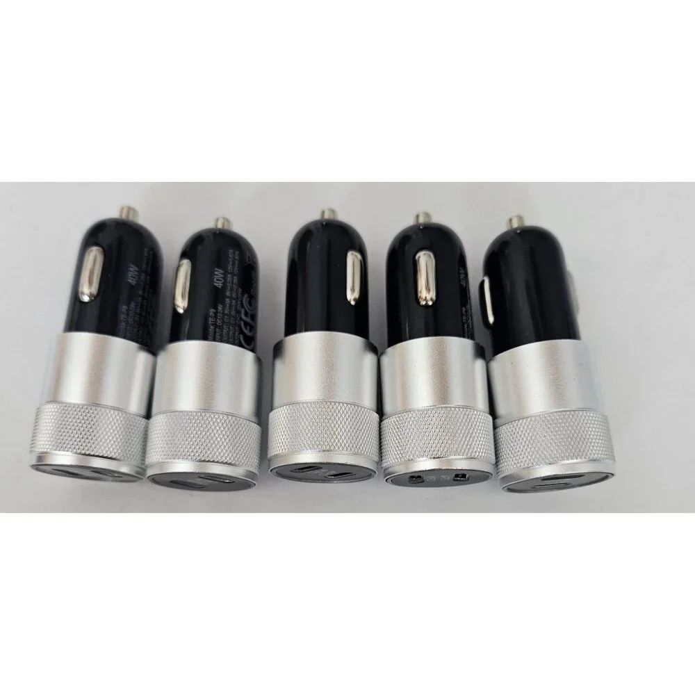 5 Pc 40W Dual PD Car Charger Adapter Fast Charging Type USB C Quick Charger